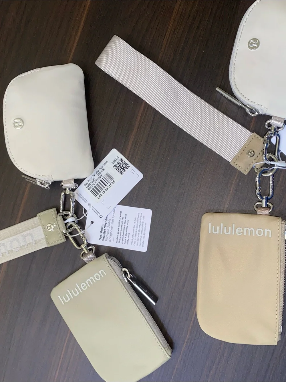 lululemon athletica Beige and Cream Multi-Pouch Card & Key Organizer with Strap